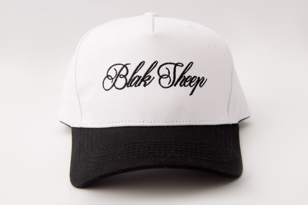 BlackSheep Cursive Trucker Style White/Black Hat